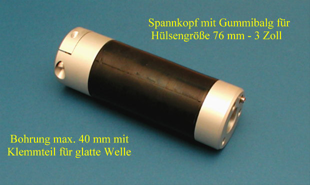 Spannkpfe mit Gummibalg fr Hlsendurchmesser 76 mm = 3 Zoll