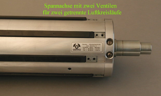 Spannachse mit zwei Ventilen, fr zwei getrennte Luftkreislufe