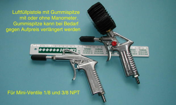 Luftfllpistole mit Gummispit mit, ohne Manometer